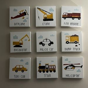 Assorted cars/trucks canvas wall decoration